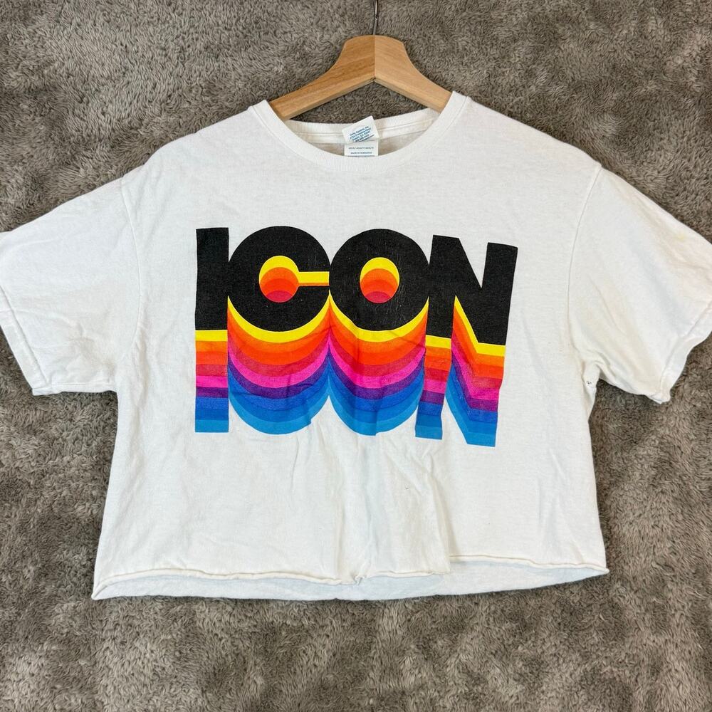 Icon Graphic TShirt Tee Vintage Single Stitch Delta Pro Weight M Cropped Altered